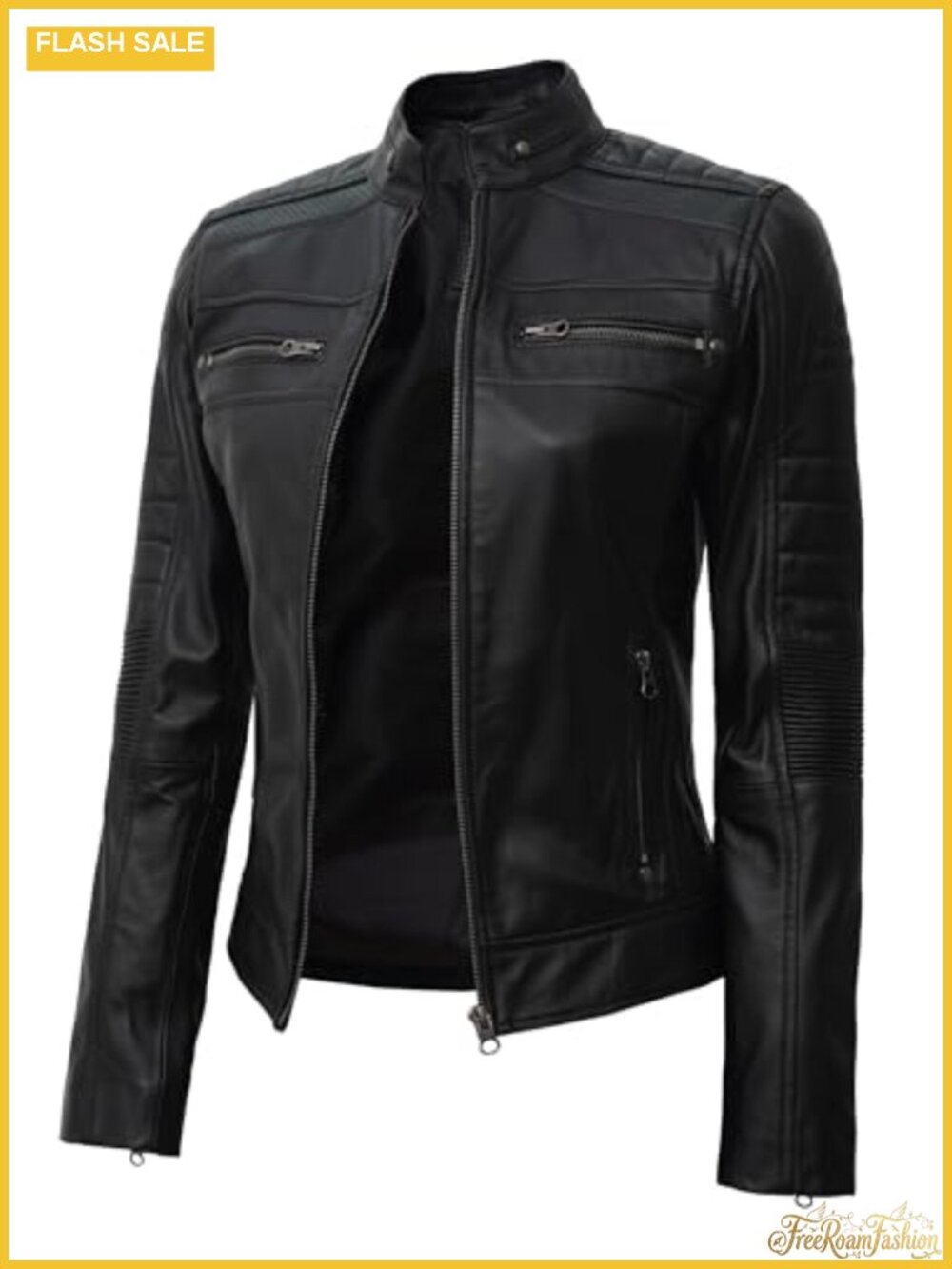 Lambskin Leather Jacket Biker Cafe Racer Moto Women's